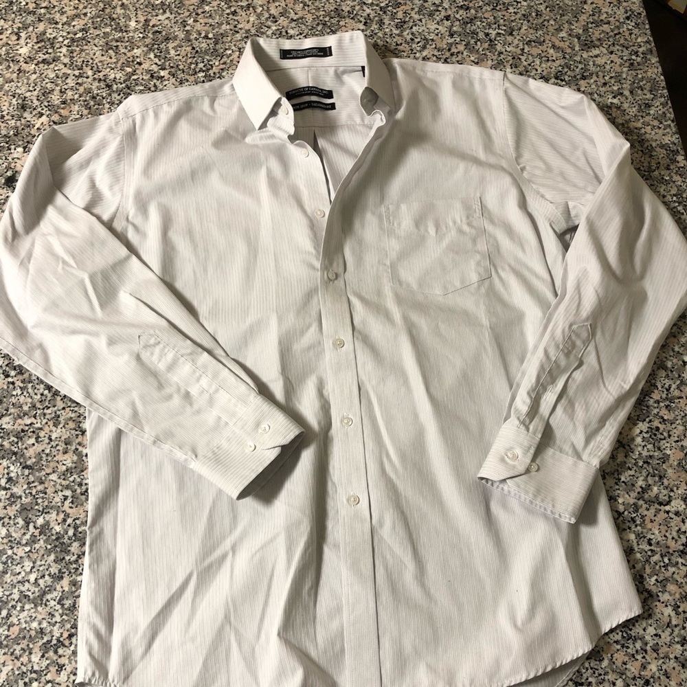 Size 16 pinstripe gray and blue button down dress shirt